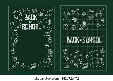 Back to school, Education concept background with line art icons and symbols