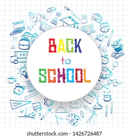 Back to school, Education concept background with line art icons and symbols