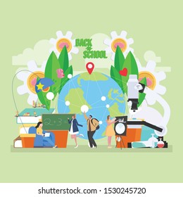 Back to school education concept with background full of lesson stationery and study supplies