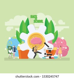 Back to school education concept with background full of lesson stationery and study supplies