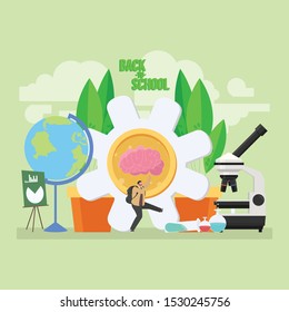 Back to school education concept with background full of lesson stationery and study supplies