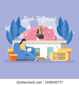 Back to school education concept with background full of lesson stationery and study supplies