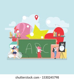 Back to school education concept with background full of lesson stationery and study supplies