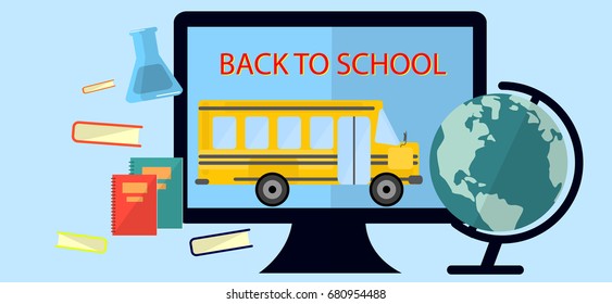 Back To School Education Concept Banner Flat design. Vector Illustration.