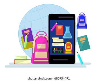 Back To School Education Concept Banner Flat design. Vector Illustration.