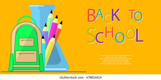 Back To School Education Concept Bunner Flat design. Vector Illustration.