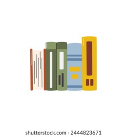 Back to school and education concept design in hand drawn flat style. Literacy day vector illustration. World Book Day isolated white. Office stack of textbooks. Learning and knowledge graphic element