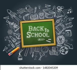 Back to school education concept doodle style vector illustration.