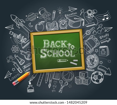 Back to school education concept doodle style vector illustration.