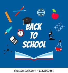 Back To School Education Concept. Flat style vector Illustration