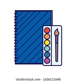 Back to school education concept. notebook with spiral and palette color artistic vector illustration