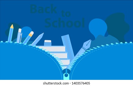back to school education concept. open the big bag to study time. learning and enjoy them. vector illustration eps10
