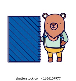 back to school education cute bear with notepad, creative vector illustration