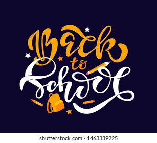 Back to School, Back to Education - cute hand drawn doodle lettering label art poster banner template