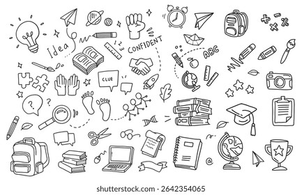 Back to school and education doodle elements