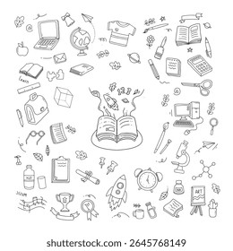 De volta à escola e à educação rabiscar elementos