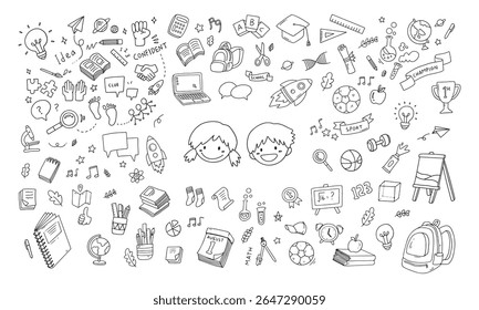 Regreso a la escuela y la educación doodle Elementos