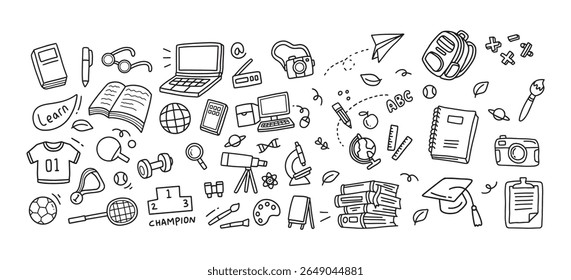Back to school and education doodle elements