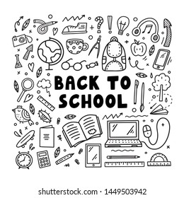 Back To School And Education Doodles Hand Drawn Vector Elements
