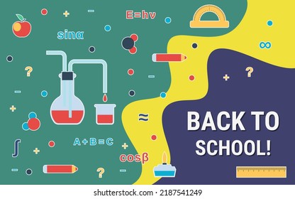De vuelta a la escuela, la educación de diseño plano, el concepto de ilustración de vector