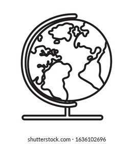 back to school education globe map planet geography icon vector illustration thick line