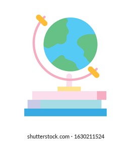 back to school education globe on stacked books vector illustration
