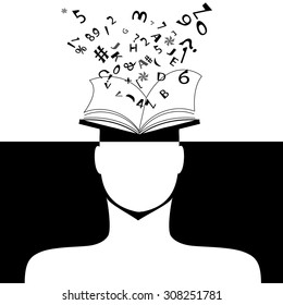 Back to School education human head book numbers and letters. Vector layered for easy personalization.