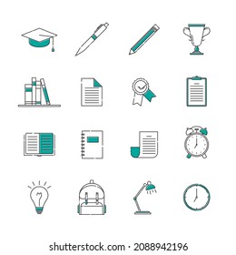 Back to school education icon set in line art design. Good icon for education design.