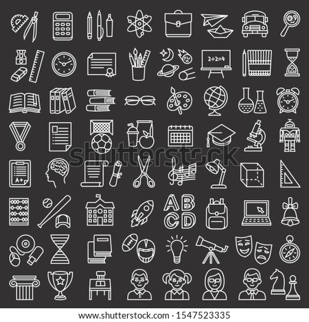 Back to school education icon set in line style. Logo, pictogram, design infographic elements
