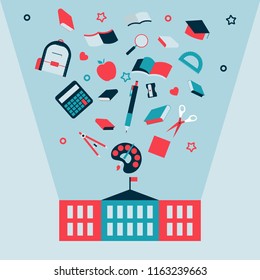 Back to School with education icons concept vector.