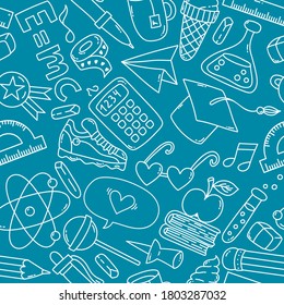 Back to school education icons seamless vector pattern