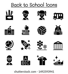 Back To School, Education, Kindergarten, Learning Icon Set