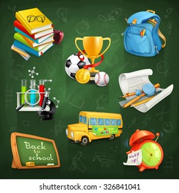 Back to school, education and knowledge, vector icon set