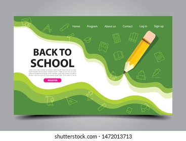 Back to school Education landing page design template. Vector illustration EPS10