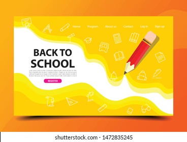 Back to school Education landing page design template. Vector illustration EPS10