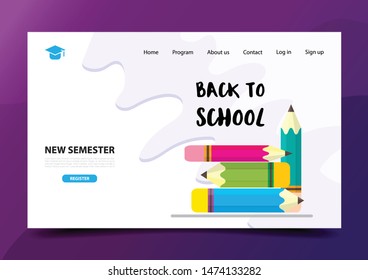 Back to school Education landing page design template. Vector illustration EPS10