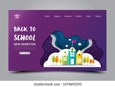 Back to school Education landing page design template. Vector illustration EPS10