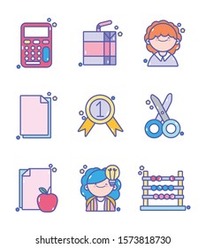 back to school education learn icons set vector illustration