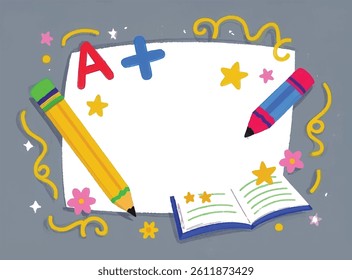 Back to school education learning background with pencils book