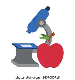 Back to school education microscope and apple cartoons vector illustration graphic design