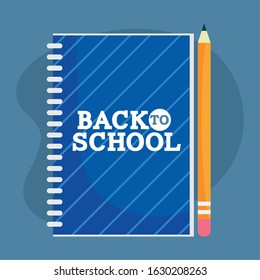 back to school education notepad and pencil supplies vector illustration