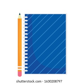 back to school education notepad and pencil supplies vector illustration