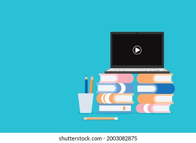 Back to school education online concept, Vector illustration design concept in flat style