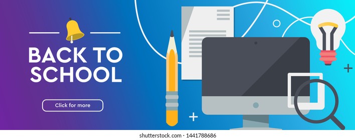 Back to school. Education, Online learning. Flat design modern vector illustration concept.
