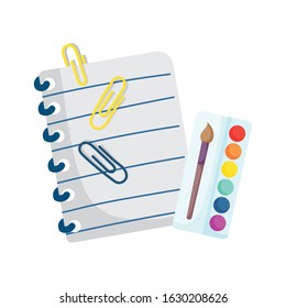 back to school education paper and clips supplies vector illustration