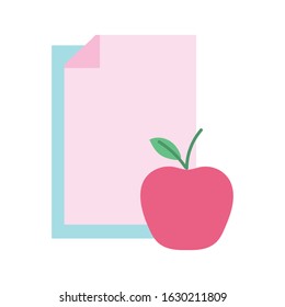 back to school education papers and apple vector illustration