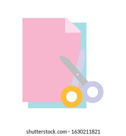 back to school education papers and scissors equipment vector illustration