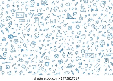 Back to school and education pattern with modern thin line on white background. Vector illustration.