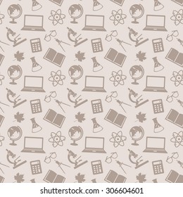 Back to school. Education seamless patterns with school icons. Vector background.
