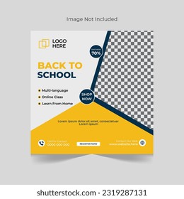 Back to school education social media post design, School admission social media post banner design. back to school social media post banner design. school admission template for social media ad.
